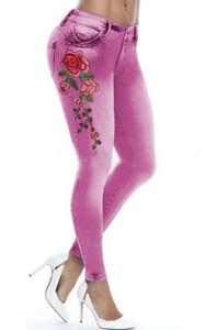 SZ 60173-3 Womens Fashion Sexy Floral Print Skinny Jeans Denim Long Pants